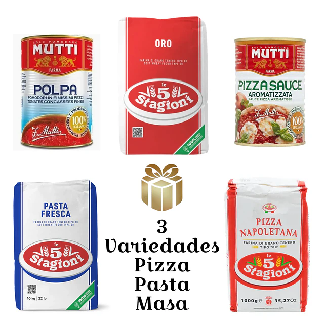 Harina Italianas 3 Variedades para tu Deleite en Trigo Blando Acompañadas de Salsas