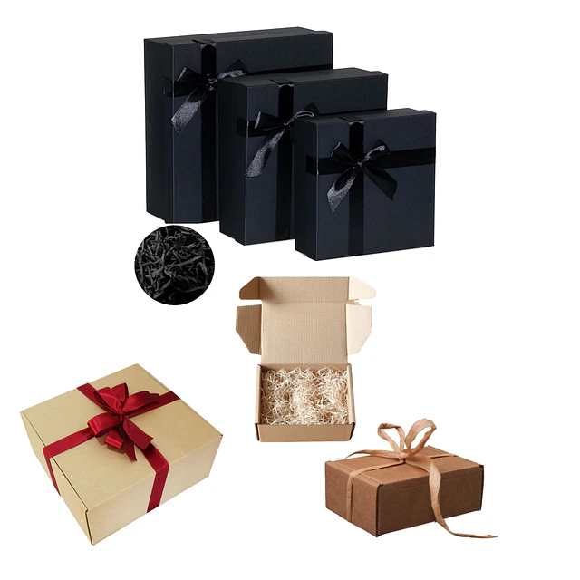 Caja de regalos negra personalizada 35x25x10