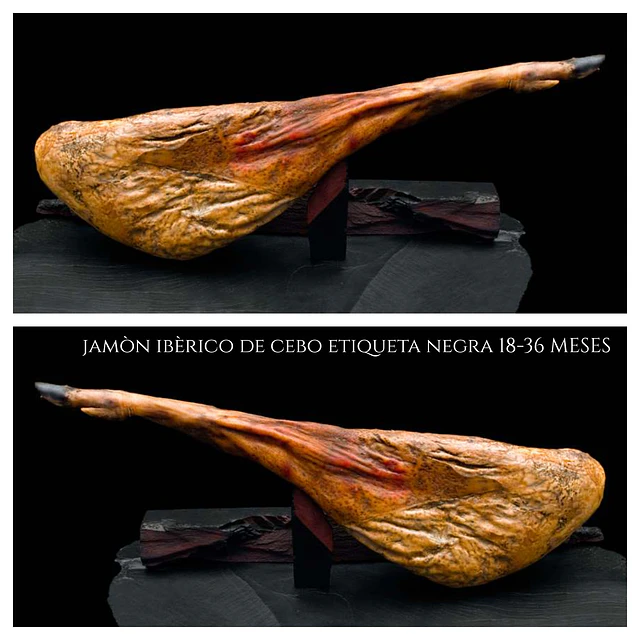 Pata de Jamón Ibérico de Cebo Pierna trasera Et. Negra 8,0 kg. aprox sin Atril y Cuchillo