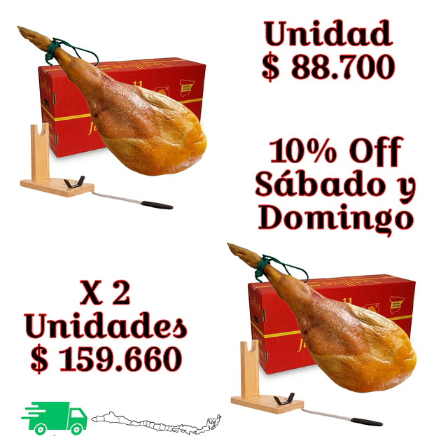 Paleta jamón Serrano Pierna delantera etiqueta roja 4,2 a 4,8 Kg con atril y cuchillo 