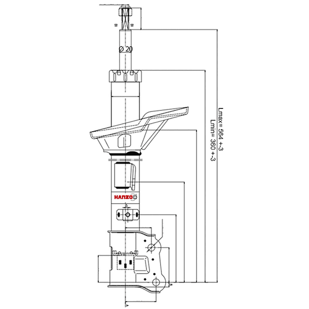 AMORT GAS TRAS DER KIA CERATO 2004> 333492 553612F400 HANZO