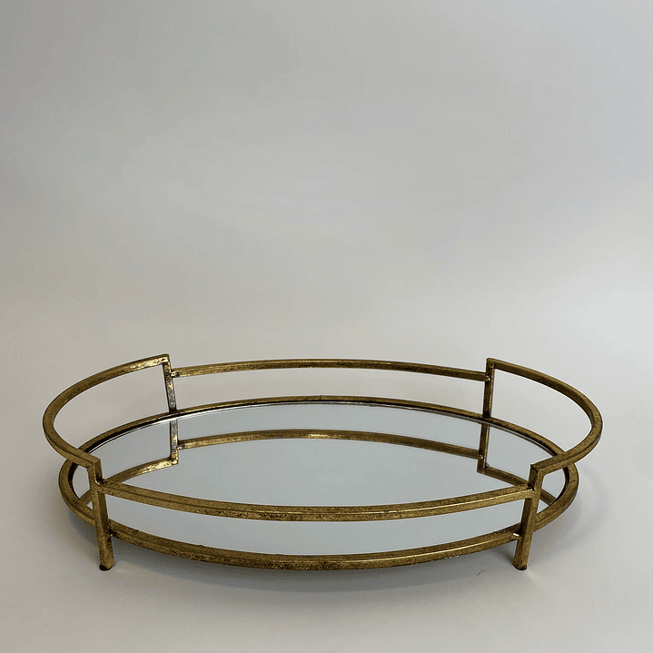 Bandeja Espejo Ovalada Dorada 2