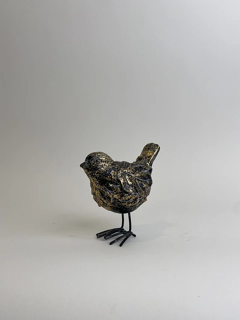 Pájaro Poli Gris Brillante Dorado