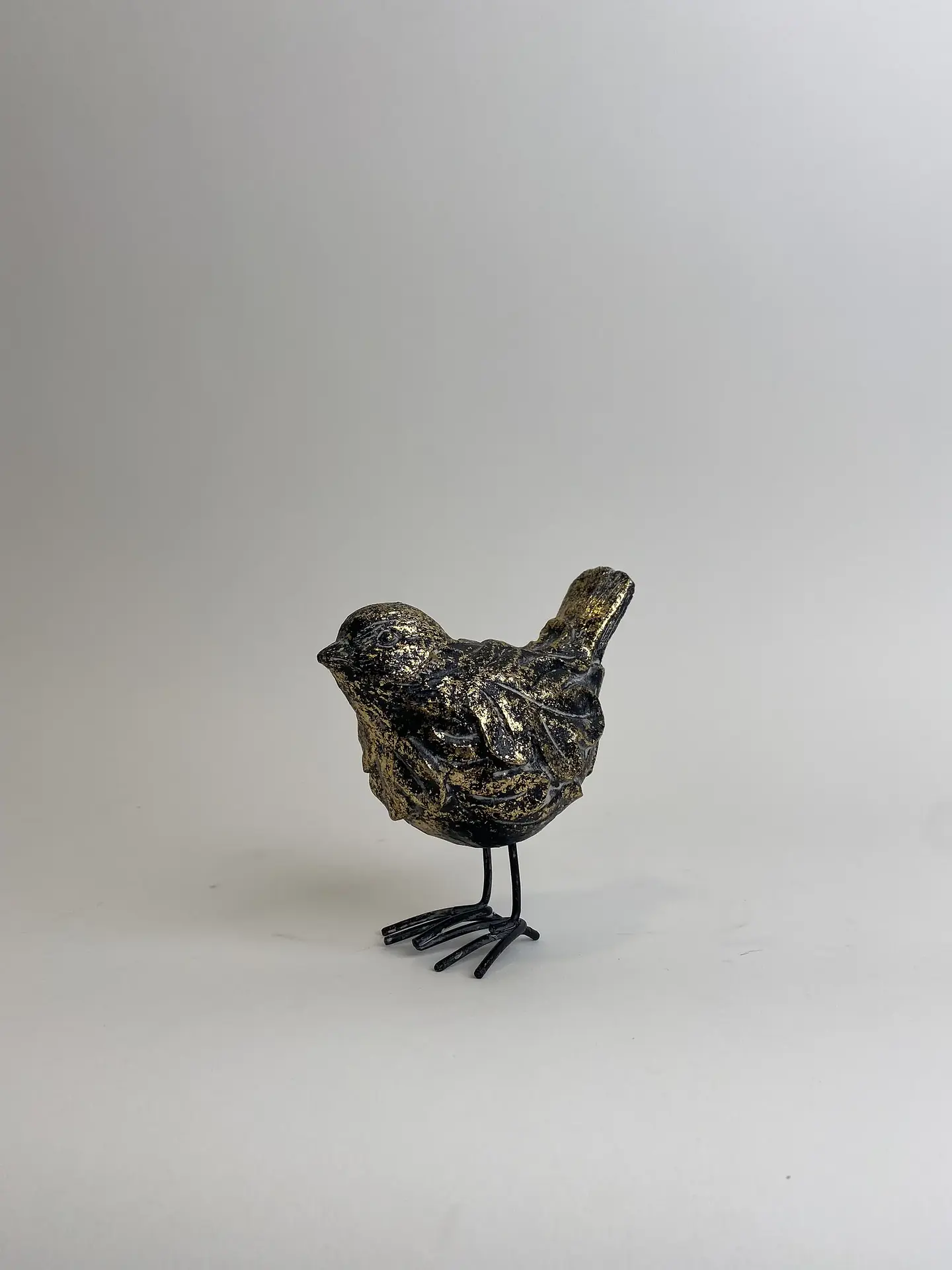 Pájaro Poli Gris Brillante Dorado 1