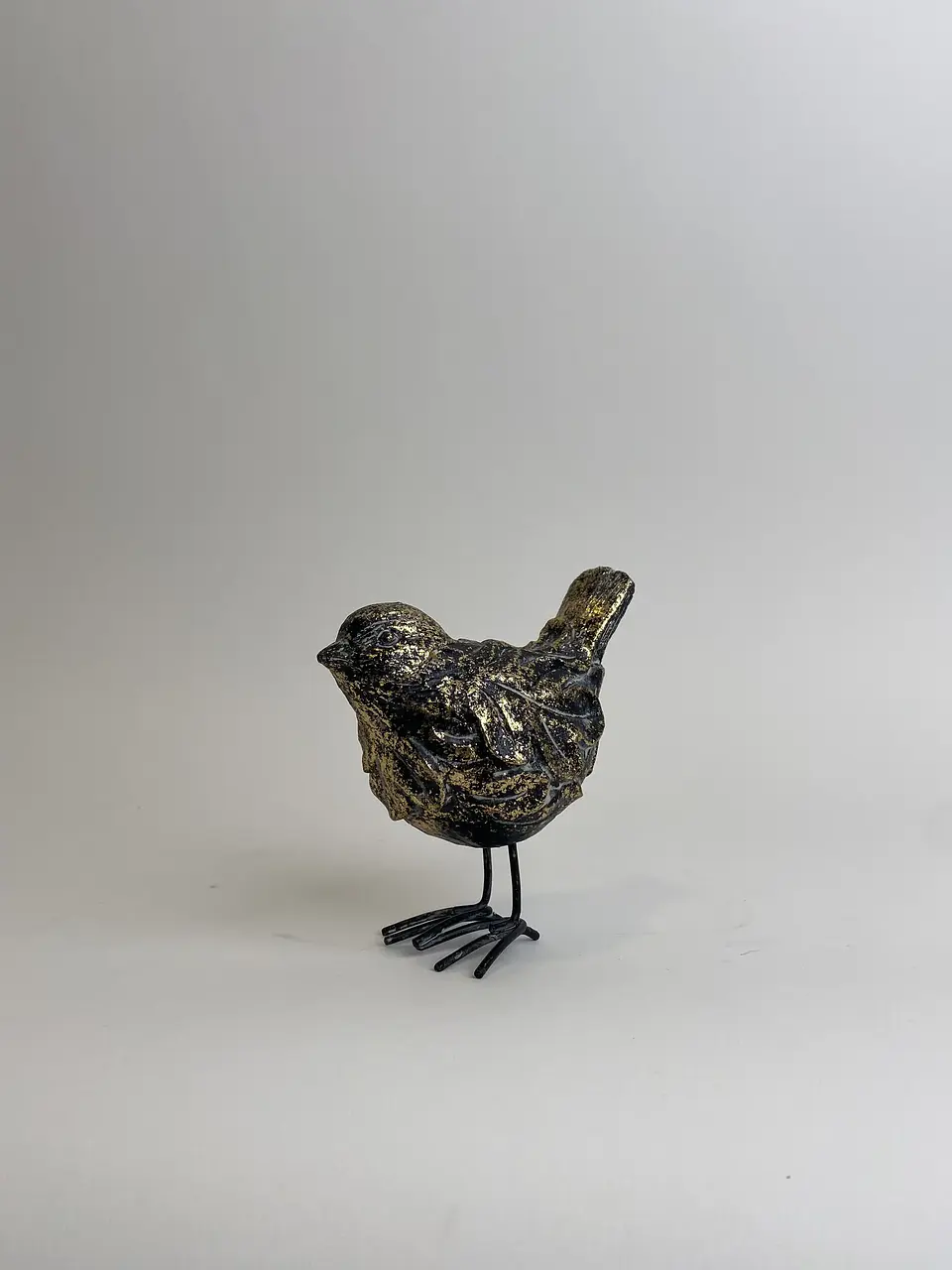 Pájaro Poli Gris Brillante Dorado 1