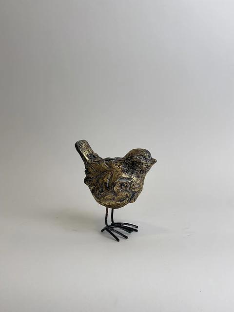 Pájaro Poli Gris Brillante Dorado