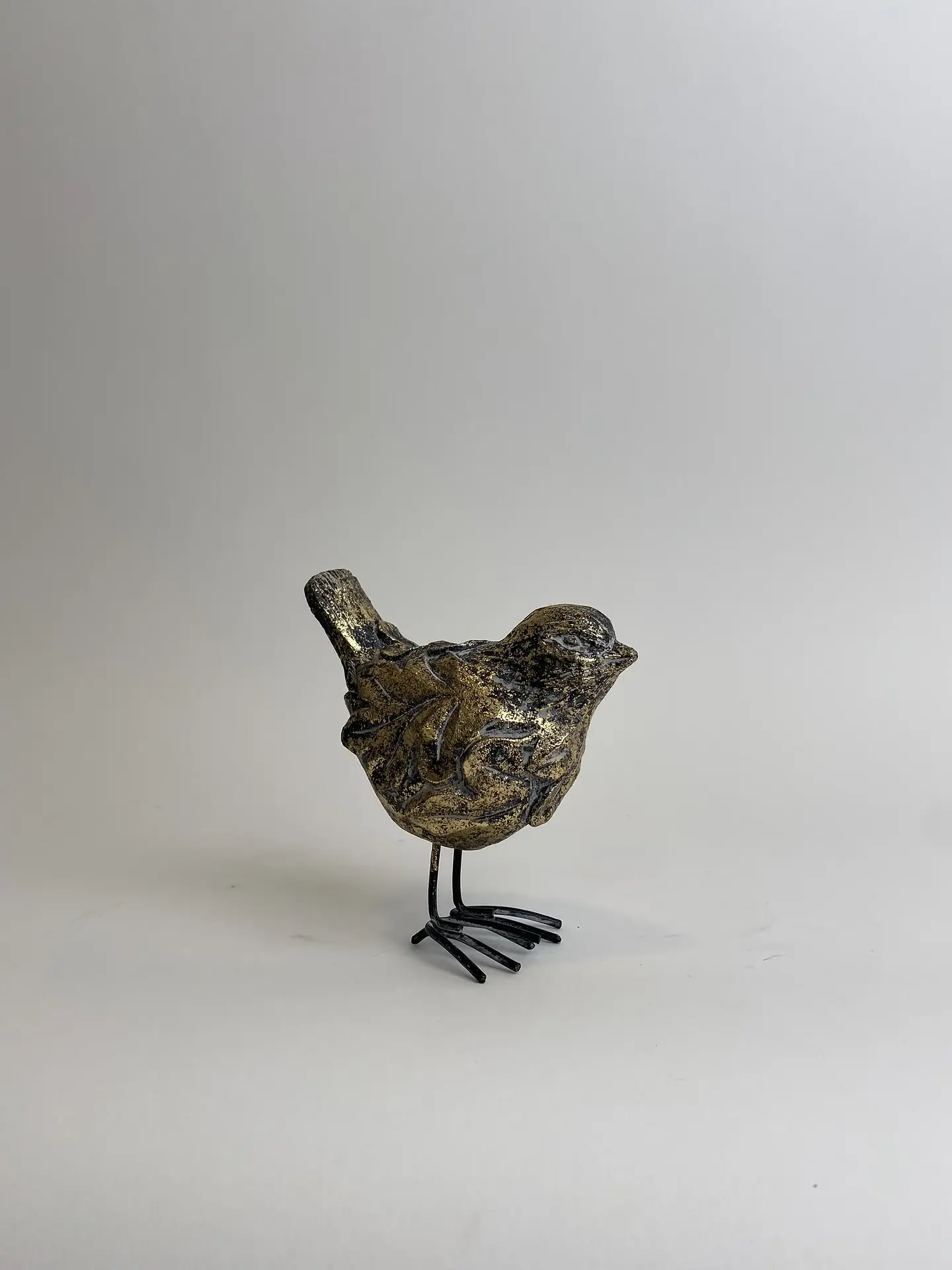 Pájaro Poli Gris Brillante Dorado 2