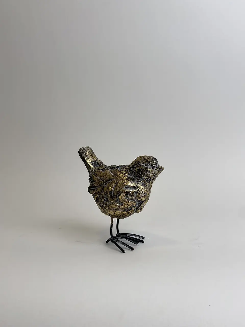 Pájaro Poli Gris Brillante Dorado 2