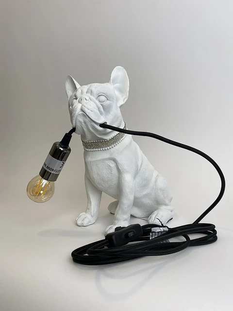 Lampara Bulldog Frances Blanco