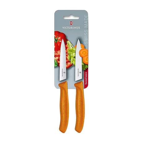 Juego Cuchillos Verdura color Naranjo. Hoja 10 cm. Victorinox
