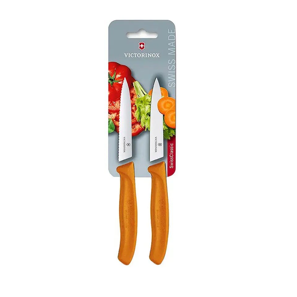 Juego Cuchillos Verdura color Naranjo. Hoja 10 cm. Victorinox 1