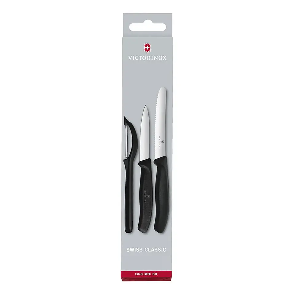 Set de cuchillos mondadores Swiss Classic con pelador, 3 piezas color Negro Victorinox 1
