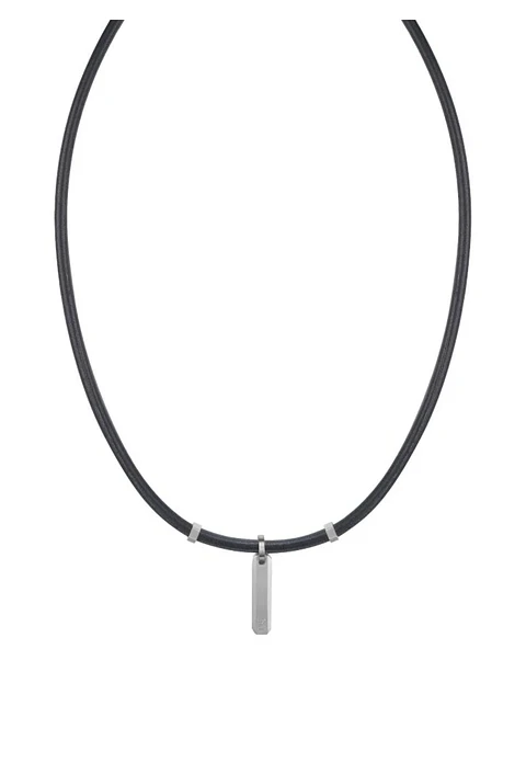 Collar CAT Cuero Colgante Silver/Black