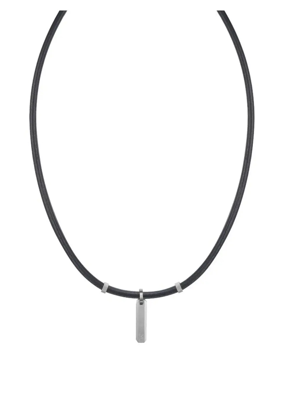 Collar CAT Cuero Colgante Silver/Black 1