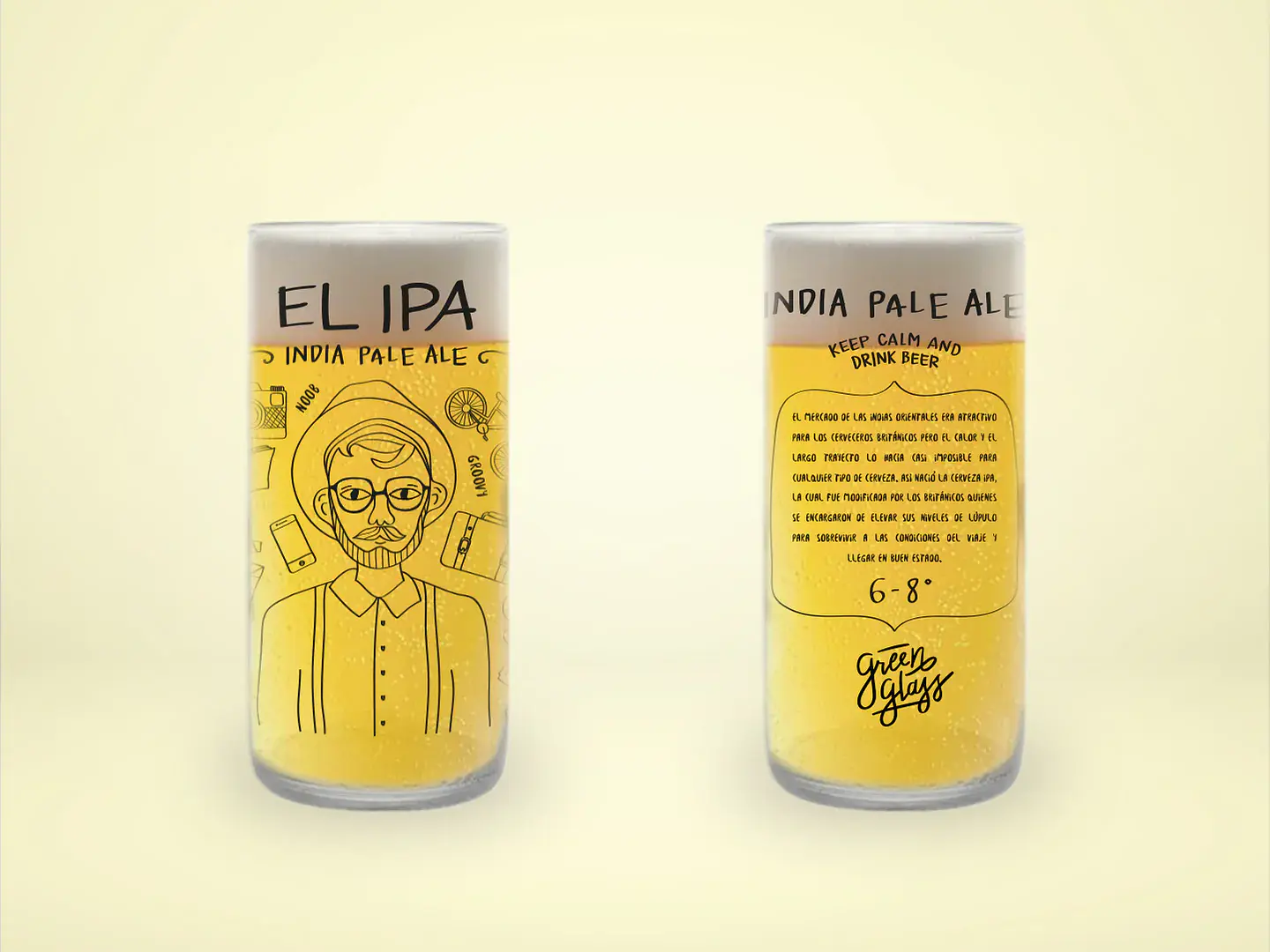 Cheleros Hipsters - Juego de 6 Vasos - 500 ml 5