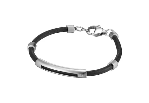 Pulsera CAT Cuero Black/Silver