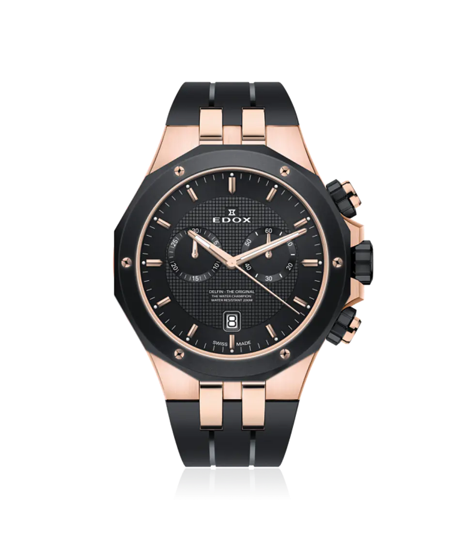 Reloj EDOX Delfin Chronograph Gold Rose 1