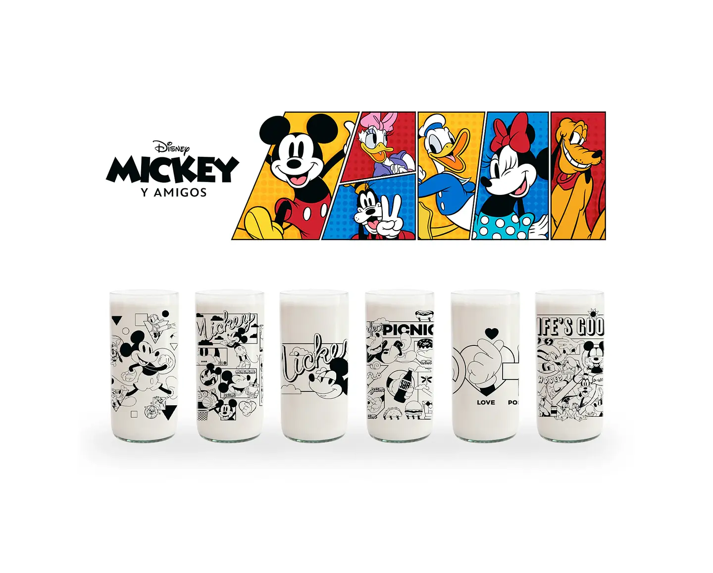Mickey y Amigos Retro - Juego de 6 vasos - 500 ml 1