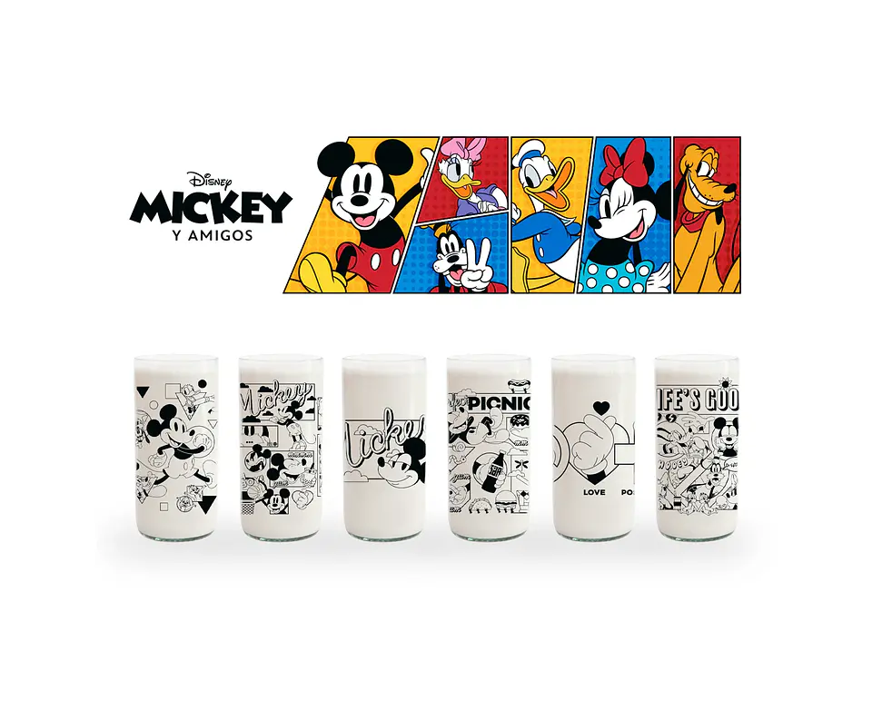 Mickey y Amigos Retro - Juego de 6 vasos - 500 ml 1