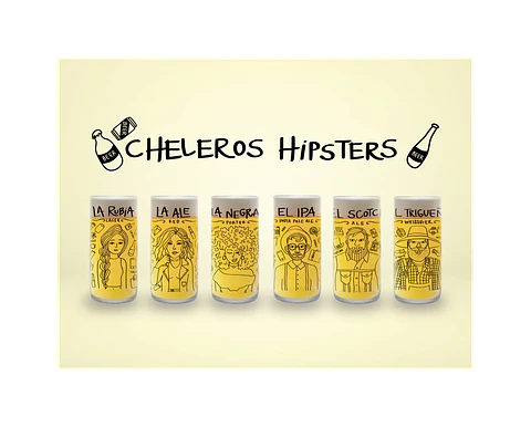 Cheleros Hipsters - Juego de 6 Vasos - 500 ml