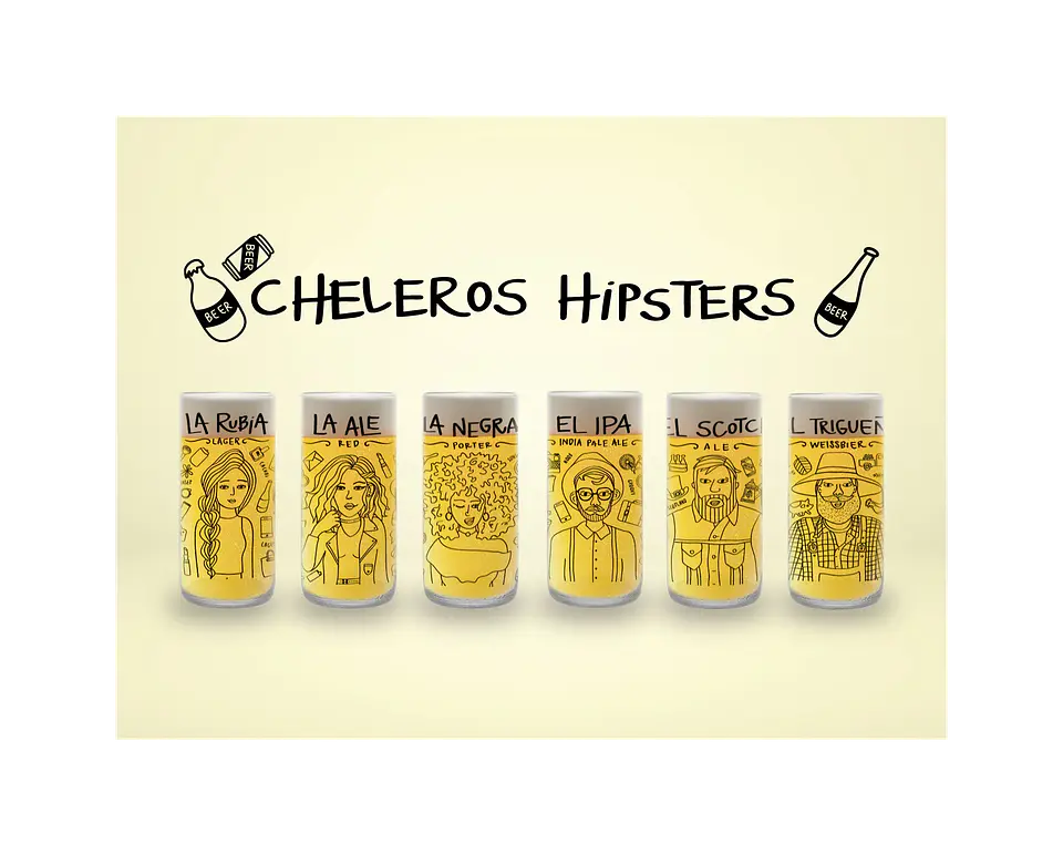 Cheleros Hipsters - Juego de 6 Vasos - 500 ml 1