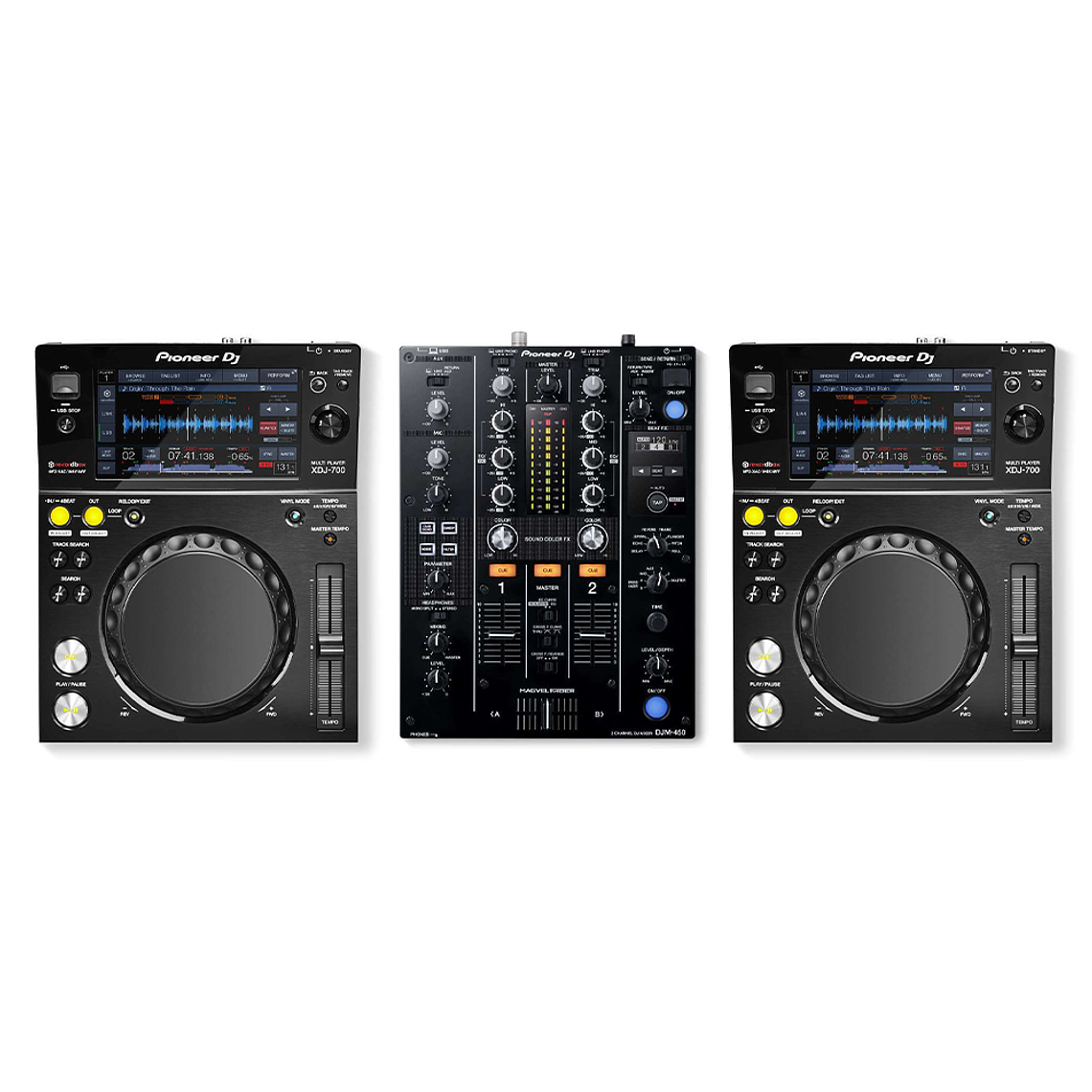 Pioneer DJ XDJ 700 (2 Piezas) + Pioneer DJM 450 Cabina Completa 2