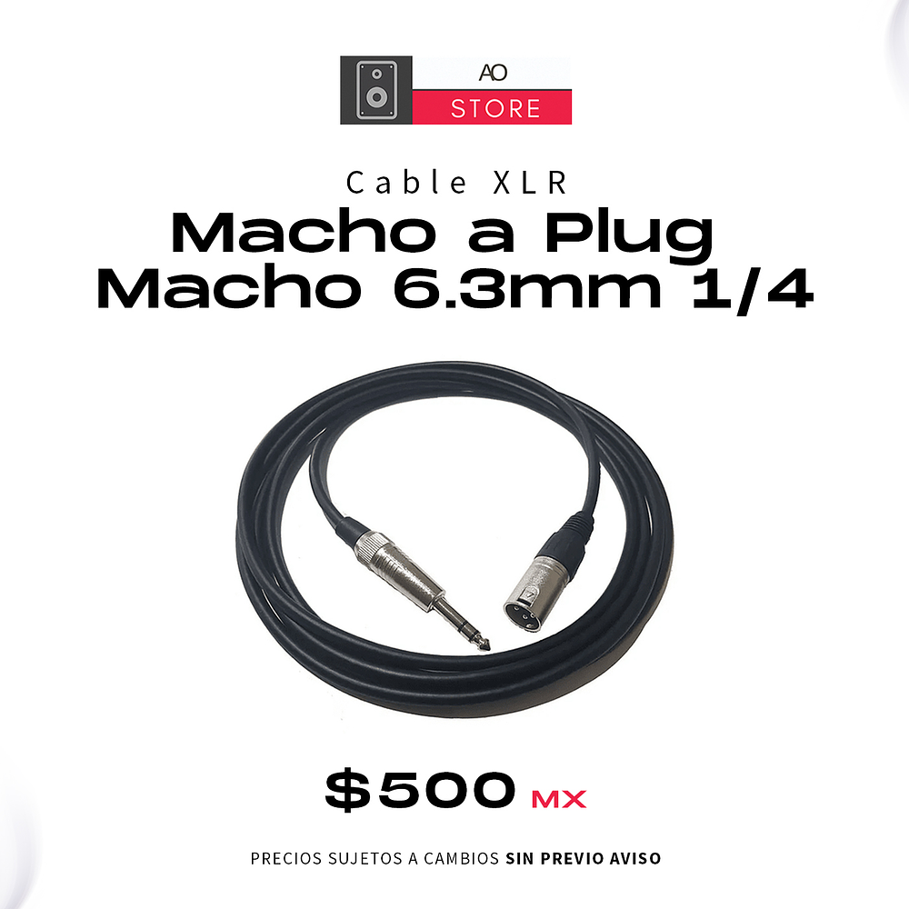 Cable XLR Macho a Plug Macho 6.3mm 1/4 (Para Monitor a Interface de Audio) 3 Metros 1