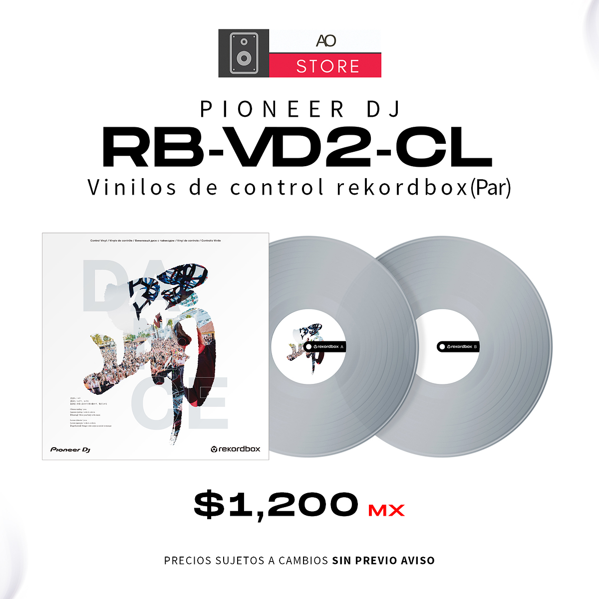 Rekordbox　Pioneer　Vinilos　Control　de　(Par)　Dj　RB-VD2-CL