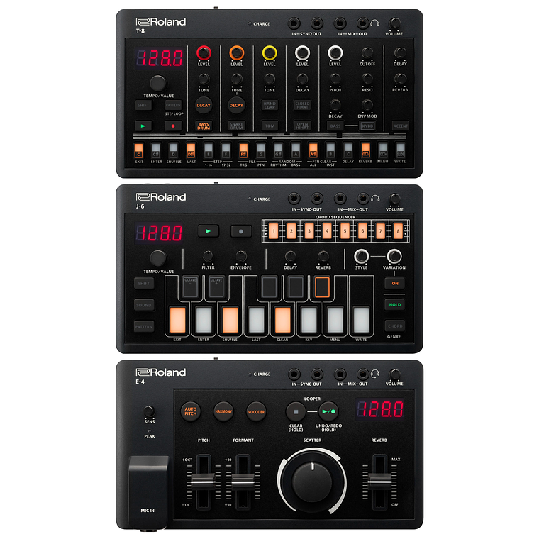 Roland Aira Bundle Series E-4 Procesador de Voz y Looper + J-6 Chord Sintetizador Sequenciador + T-8 Beat Drum Machine Sequenciador de Baterías 2