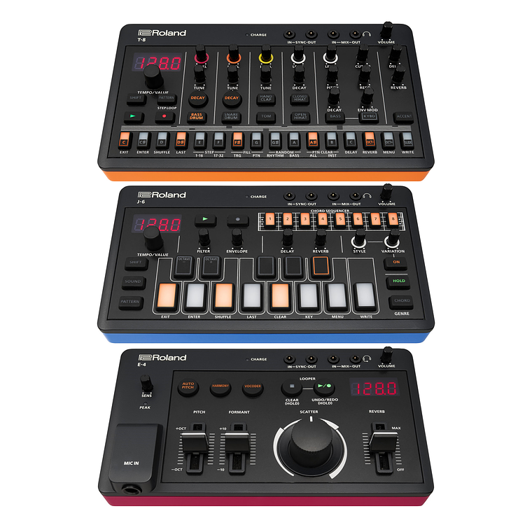 Roland Aira Bundle Series E-4 Procesador de Voz y Looper + J-6 Chord Sintetizador Sequenciador + T-8 Beat Drum Machine Sequenciador de Baterías 4