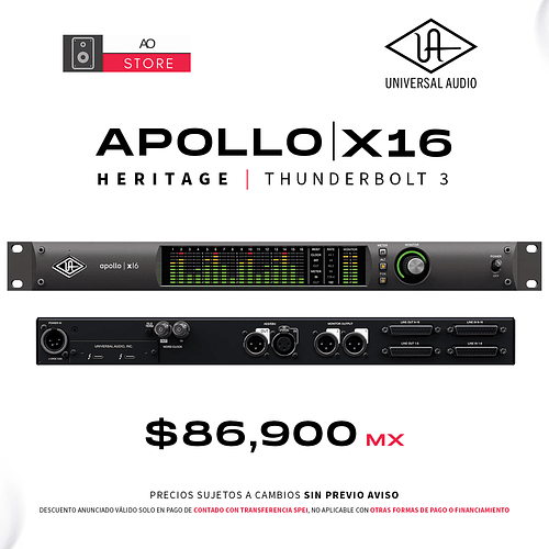 Universal Audio Apollo X16 Heritage Thunderbolt 3 Interfaz De Audio