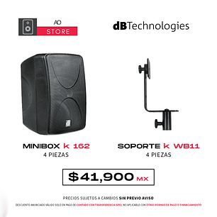 dB Technologies Minibox K 162 Bocina Activa + K WB11 Base de Pared, Sistema Restaurante