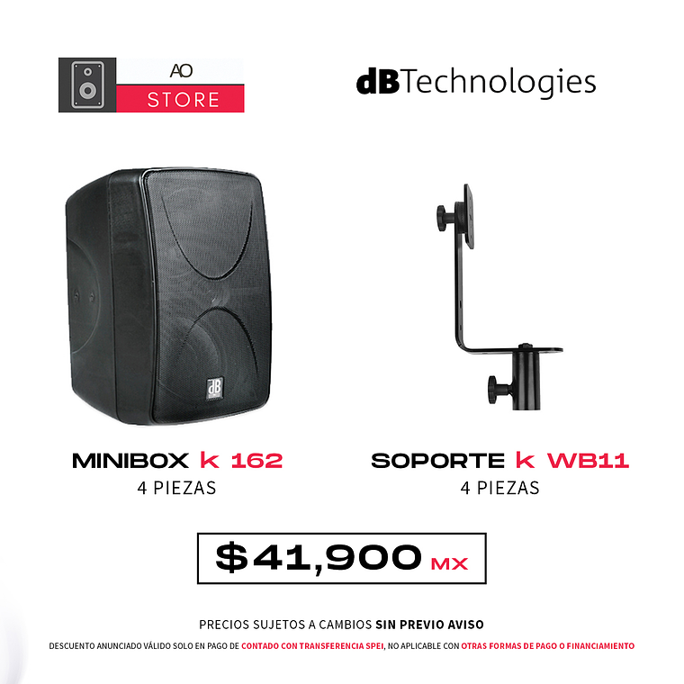 dB Technologies Minibox K 162 Bocina Activa + K WB11 Base de Pared, Sistema Restaurante 1