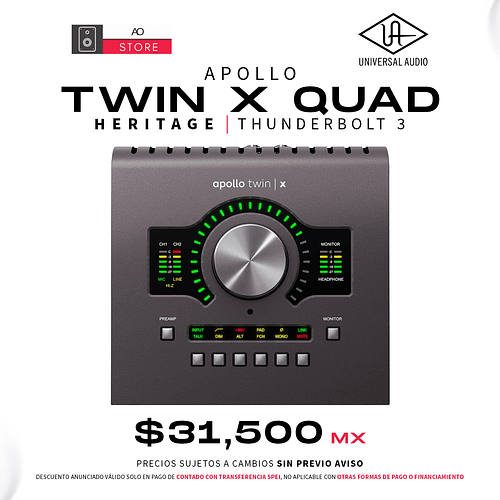Universal Audio Apollo Twin X Quad Heritage Thunderbolt 3 Interfaz De Audio
