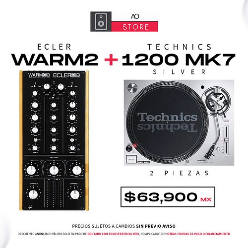 Ecler Warm2 Mezclador Rotativo + Technics 1200 MK7 / SL 1210 MK7 2 Piezas Tornamesa Para Dj Silver