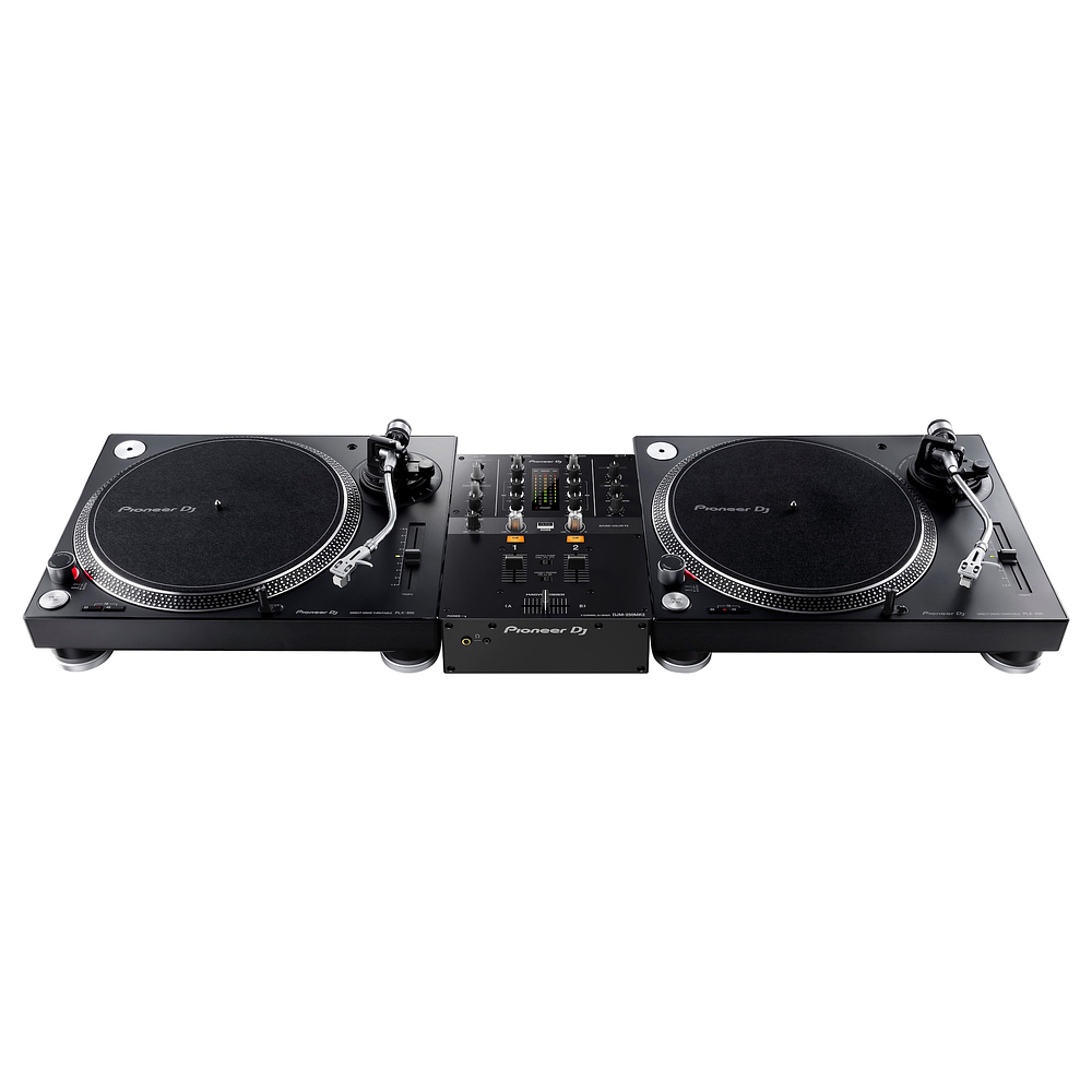 Pioneer DJ PLX 500 Tornamesa Para Dj (2 Piezas) + DJM 250 MK2 Mezcladora Para Dj + De Regalo Pioneer Dj RB VD2 CL Vinilos de Control 3