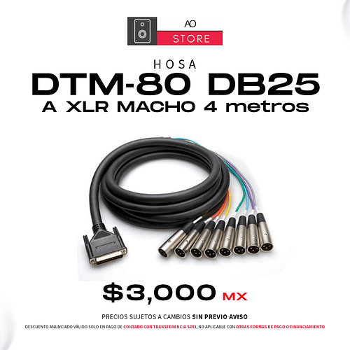 Hosa DTM 80 DB25 a XLR Macho 4 metros 