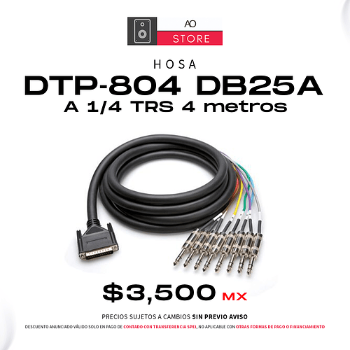 Hosa DTP 804 DB25A a 1/4 TRS 4 metros