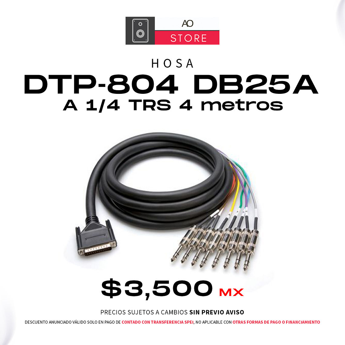 Hosa DTP 804 DB25A a 1/4 TRS 4 metros 1