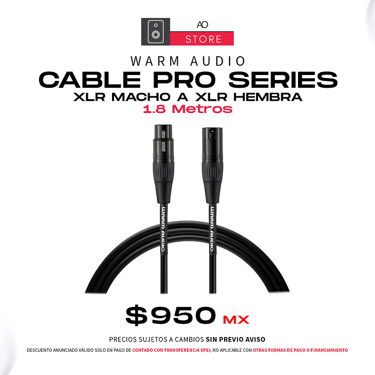 Warm Audio Cable Pro Series XLR Macho a XLR Hembra 1.8 Metros 1