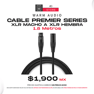 Warm Audio Cable Premier Series XLR Macho a XLR Hembra 1.8 Metros