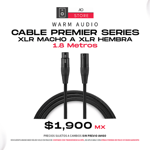 Warm Audio Cable Premier Series XLR Macho a XLR Hembra 1.8 Metros