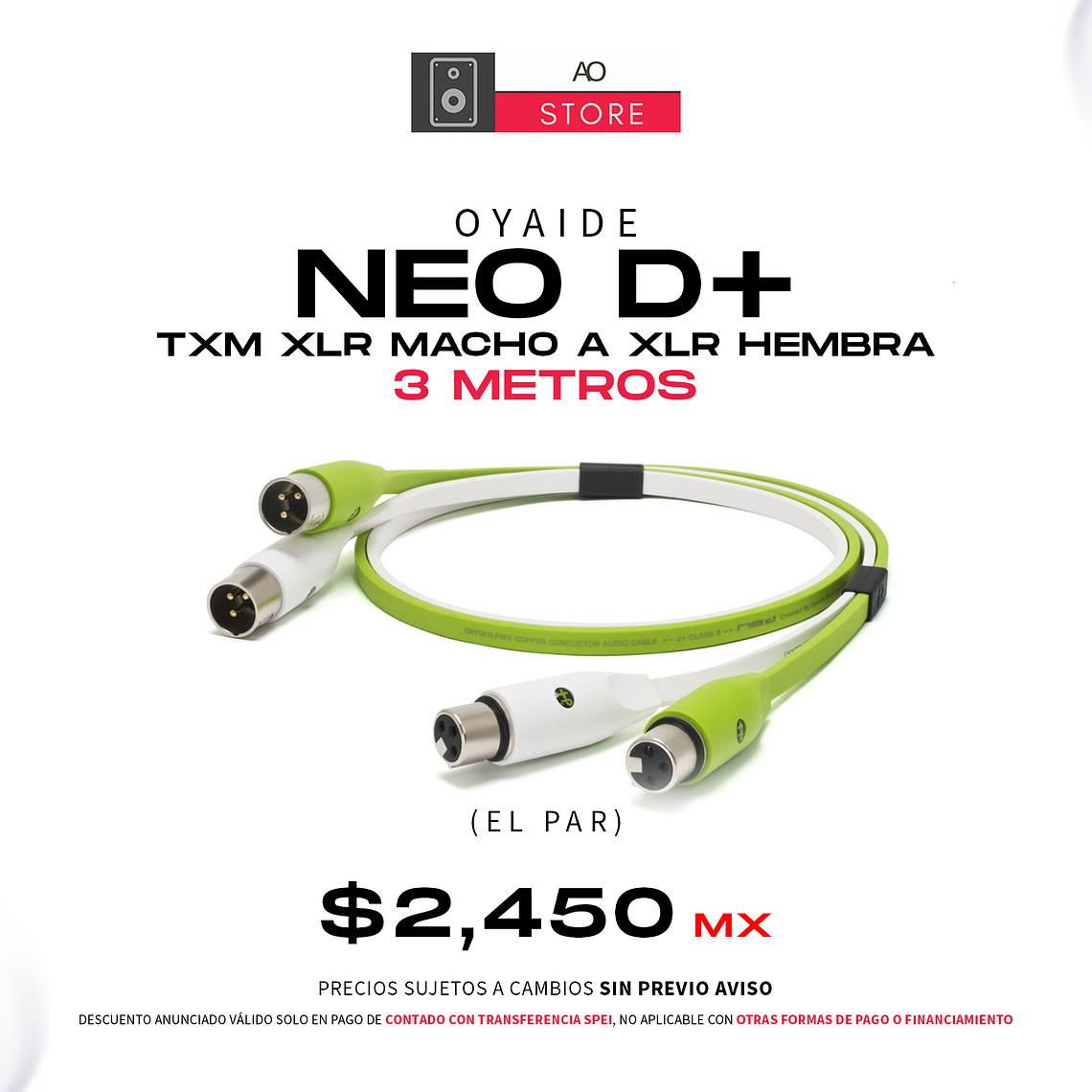 Oyaide Neo D+ TXM XLR Macho a XLR Hembra 3 Metros (Par) 1