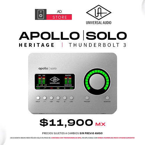 Universal Audio Apollo Solo Heritage Thunderbolt 3 Interfaz de Audio