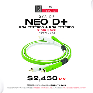 Oyaide Neo D+ RCA Estéreo a RCA Estéreo 3 Metros (Individual)