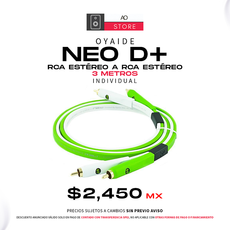 Oyaide Neo D+ RCA Estéreo a RCA Estéreo 3 Metros (Individual) 1
