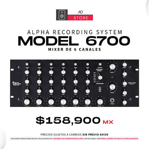 Alpha Recording System Model 6700 Mixer de 6 Canales
