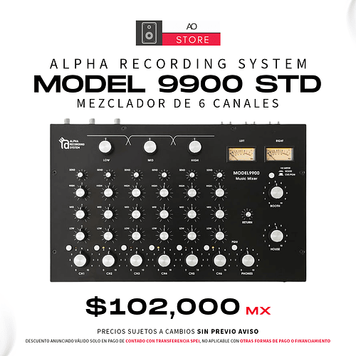 Alpha Recording System Model 9900 STD Mixer de 6 Canales