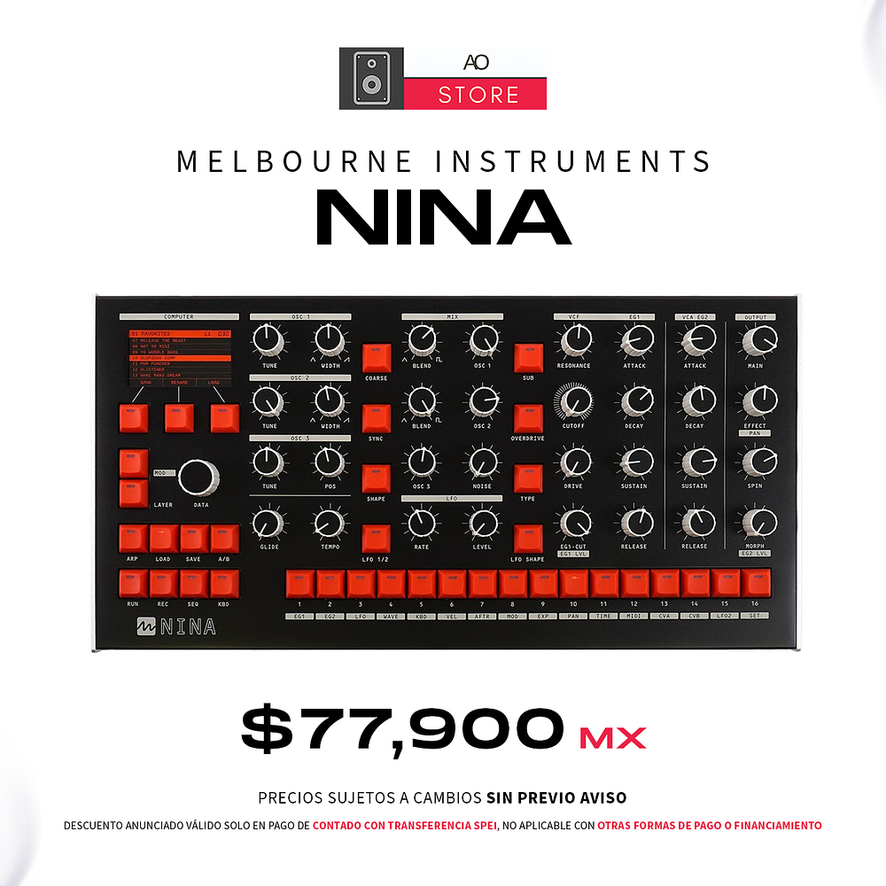 Melbourne Instruments Nina Módulo Polifonico Sintetizador Híbrido 1
