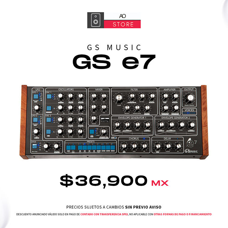 GS Music GS e7 Polyphonic Analog Desktop Module Sintetizador 1